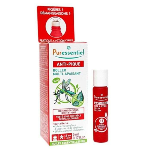 PURESSENTIEL - Anti pique roller apaisant 11 huiles essentielles 5 ml