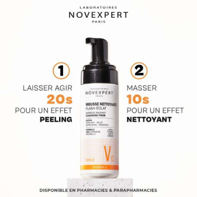 NOVEXPERT - Flash eclat mousse nettoyante 150 ml | DERMO