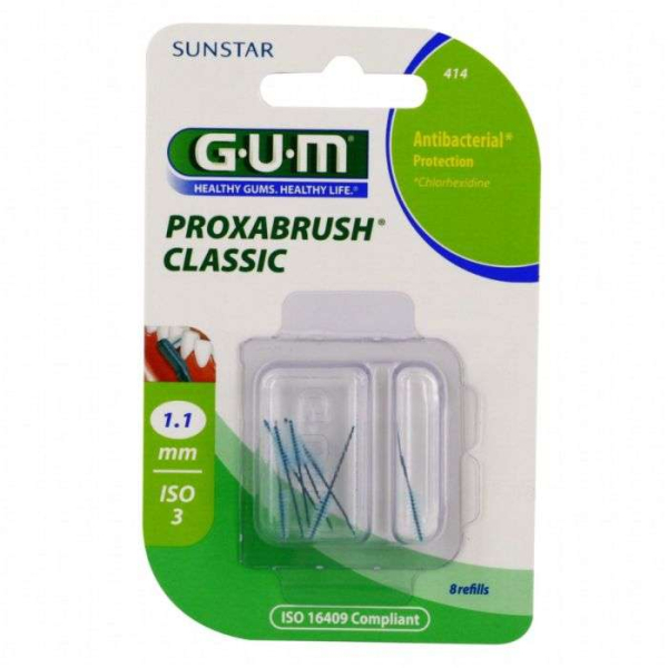 GUM - Recharge brossettes ultra fines par 8 unites 1.1 mm ref 414