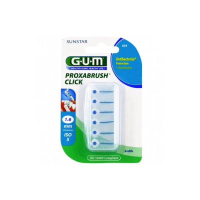 GUM - Brosse fines par 6 unites a la chlorhexidine 1.6mm ref