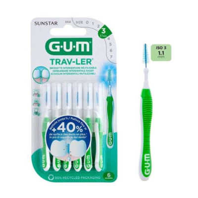 GUM - Travler 6 brossettes interdentaires reutilisable 1.1