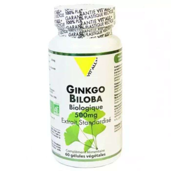 VIT'ALL+ - Ginkgo biloba biologique 500mg 60capsules