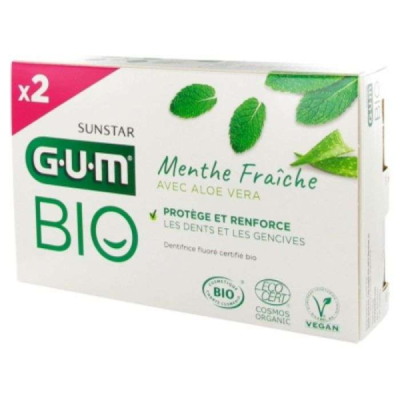 GUM - Dentifrice menthe fraîche aloe vera bio lot de 2 x 75