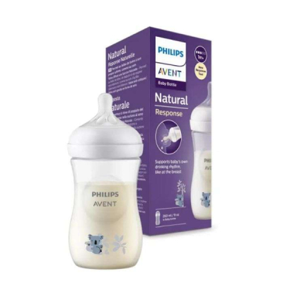 AVENT - Biberon natural response 260ml 1m+motif koala