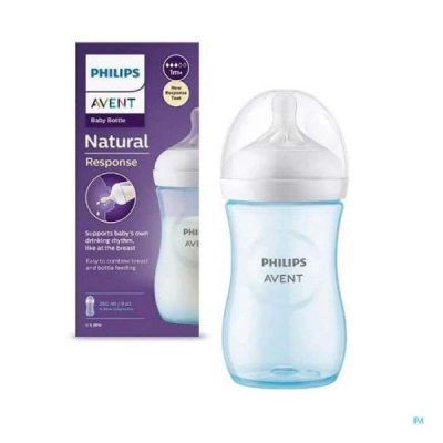 AVENT - Natural response biberon 1mois+ 260ml bleu | DERMO