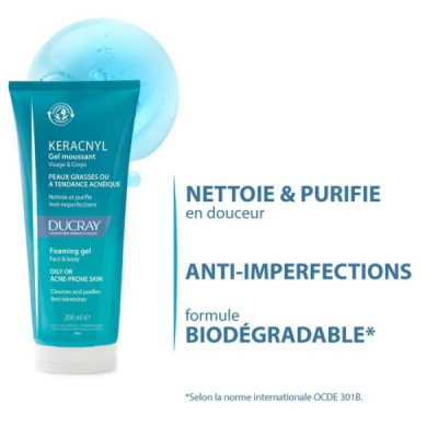 DUCRAY - Keracnyl gel moussant 200 ml | DERMO