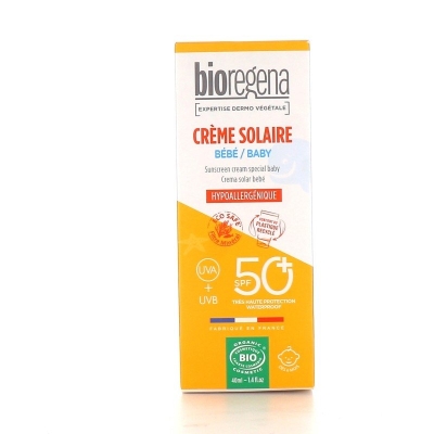 Bioregena Crème Solaire Bébé Bio SPF50+ 40ml | DERMO