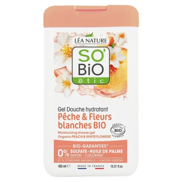 So Bio Gel Douche Hydratant à la Pêche, Fleurs Blanches & Miel