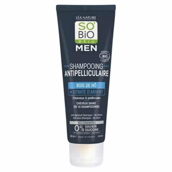 So Bio Men - Shampooing Antipelliculaire au Bois de Hô et Citrate d'Argent Bio 250 ml