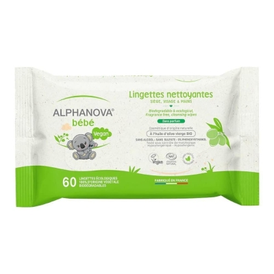 Alphanova Bébé Lingettes Écologiques 60 unités | DERMO