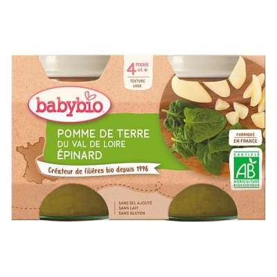 Babybio Petit Pot Pomme de Terre et Épinard 2x130g | DERMO