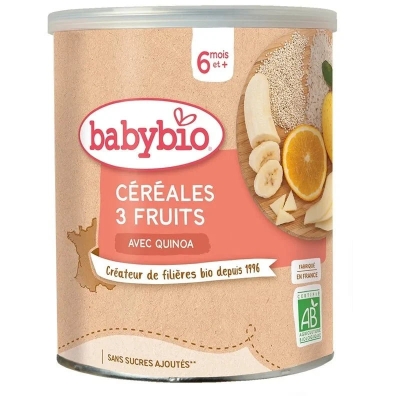 Babybio Céréales 3 Fruits avec Quinoa 220g | DERMO