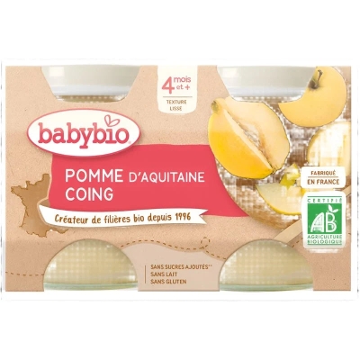 Babybio Purée Pomme & Coing Bio 2x130G