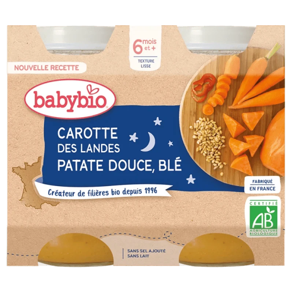 Babybio Petit Pot Bio Carotte Patate Douce Blé 6 Mois+