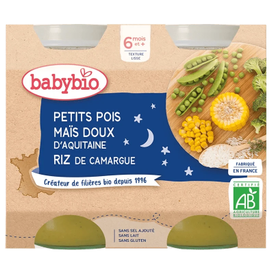 Babybio Petit Pot Petits Pois Maïs Riz | DERMO