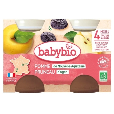 Babybio Petit Pot Pomme Pruneau Bio 4 Mois+ | DERMO