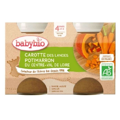 Babybio Purée Carotte et Potimarron Bio 4 Mois+ | DERMO