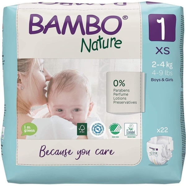 Bambo Nature Couches Écologiques N°1 XS (2-4kg) - 22 Unités
