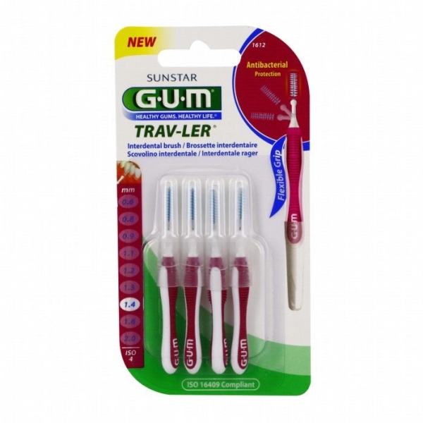 GUM Brossettes Interdentaires Trav-ler 1.4mm x4