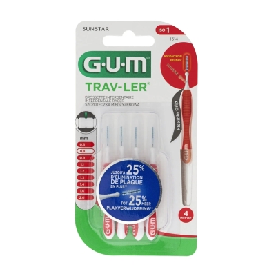 GUM Brossettes Trav-Ler 0.8 mm - Pack de 4 | DERMO