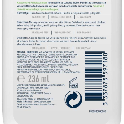 CERAVE - Creme lavante hydratante 236 ml | DERMO